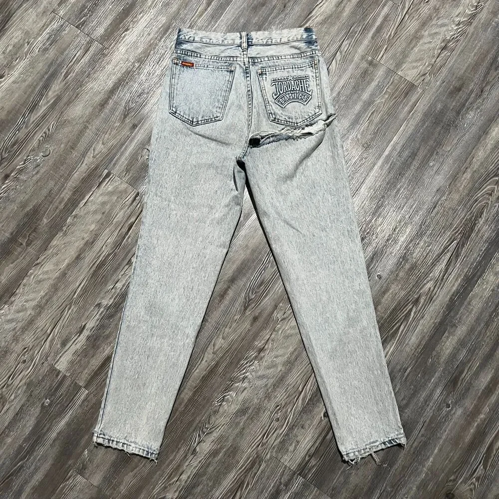 Jordache Basics 90s Acid Wash Jeans 11/12 (27x28.5) Made in Hong Kong - Picture 2 of 10
